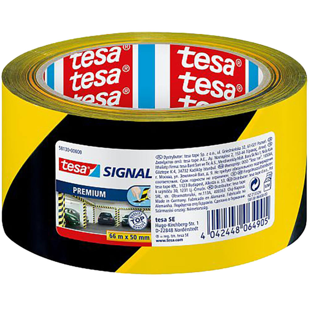 Tesa Waarschuwingstape 66M x 60 mm Pvc Premium Zwart/ Geel
