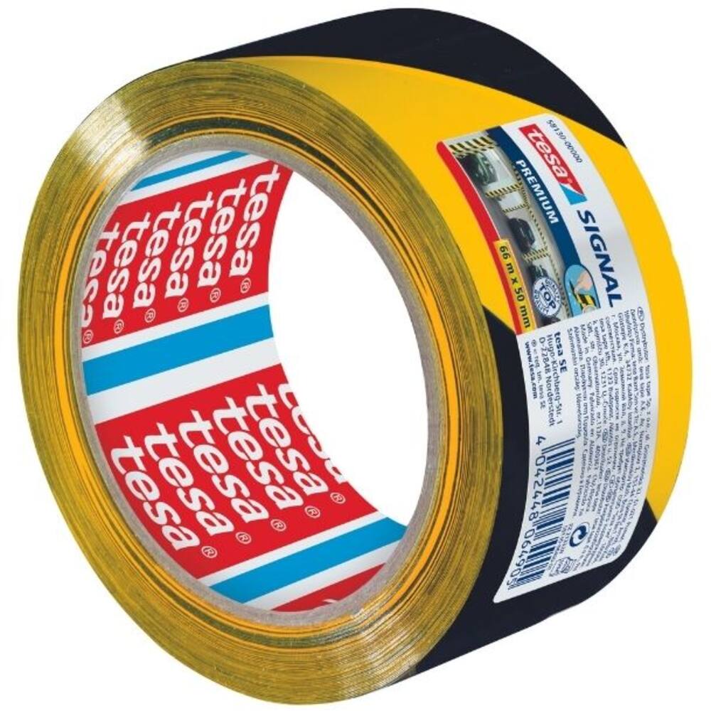 Tesa Waarschuwingstape 66M x 60 mm Pvc Premium Zwart/ Geel