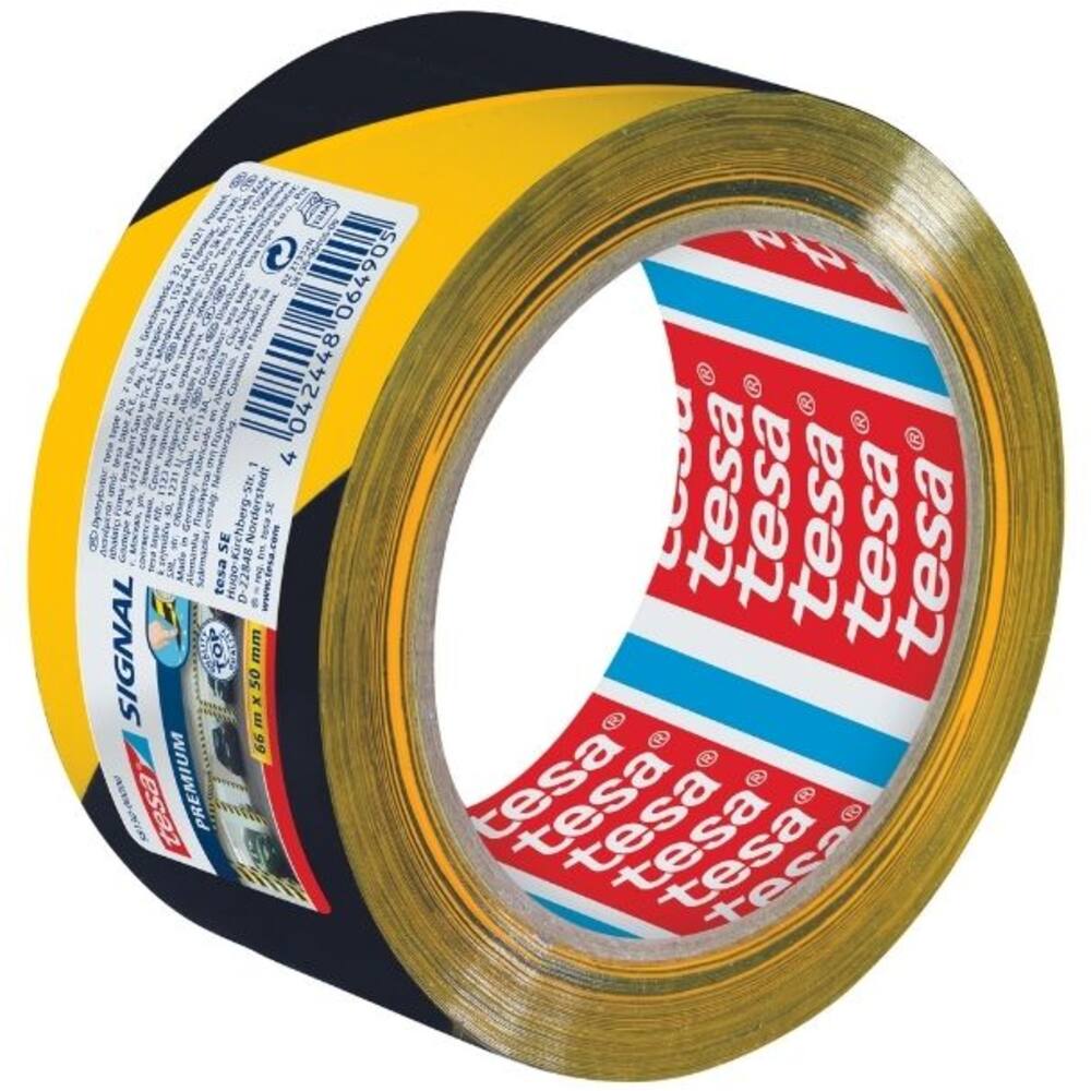 Tesa Waarschuwingstape 66M x 60 mm Pvc Premium Zwart/ Geel