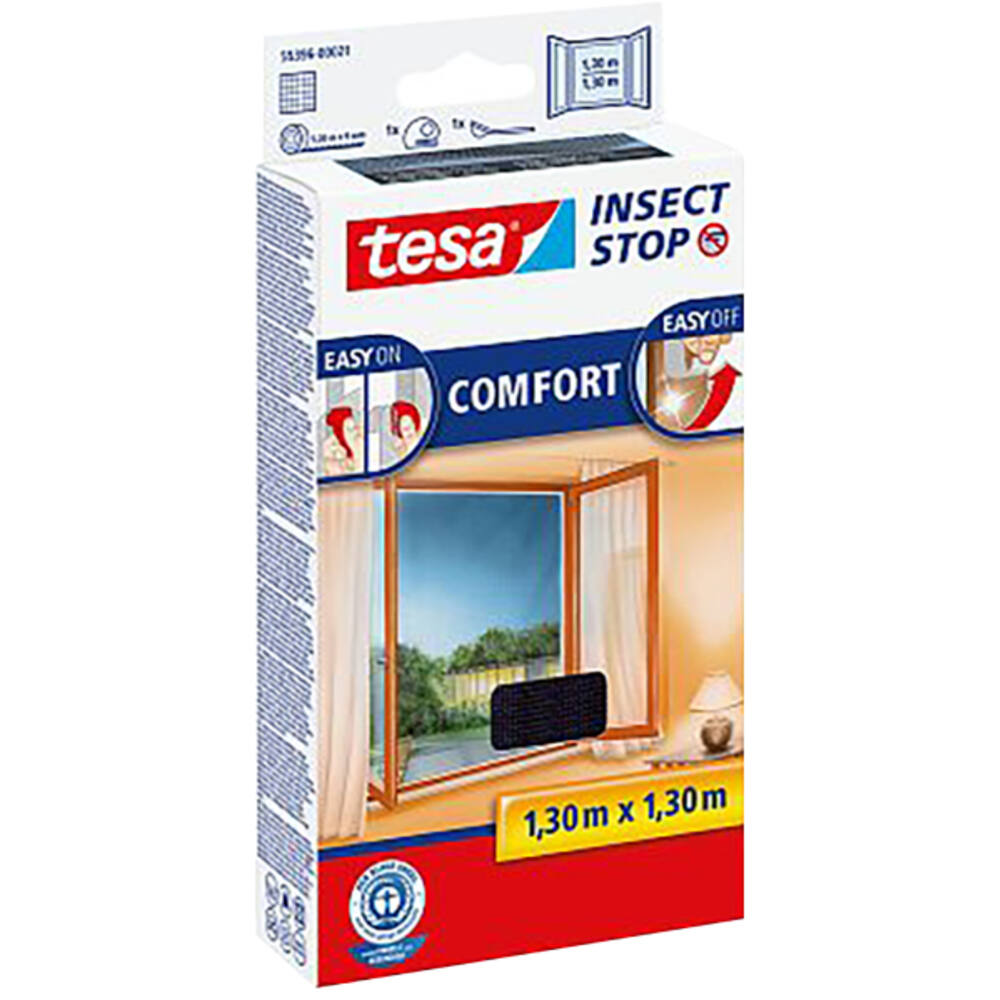 Tesa Comfort Vliegenhor Ramen 1,3M x 1,3M Zwart