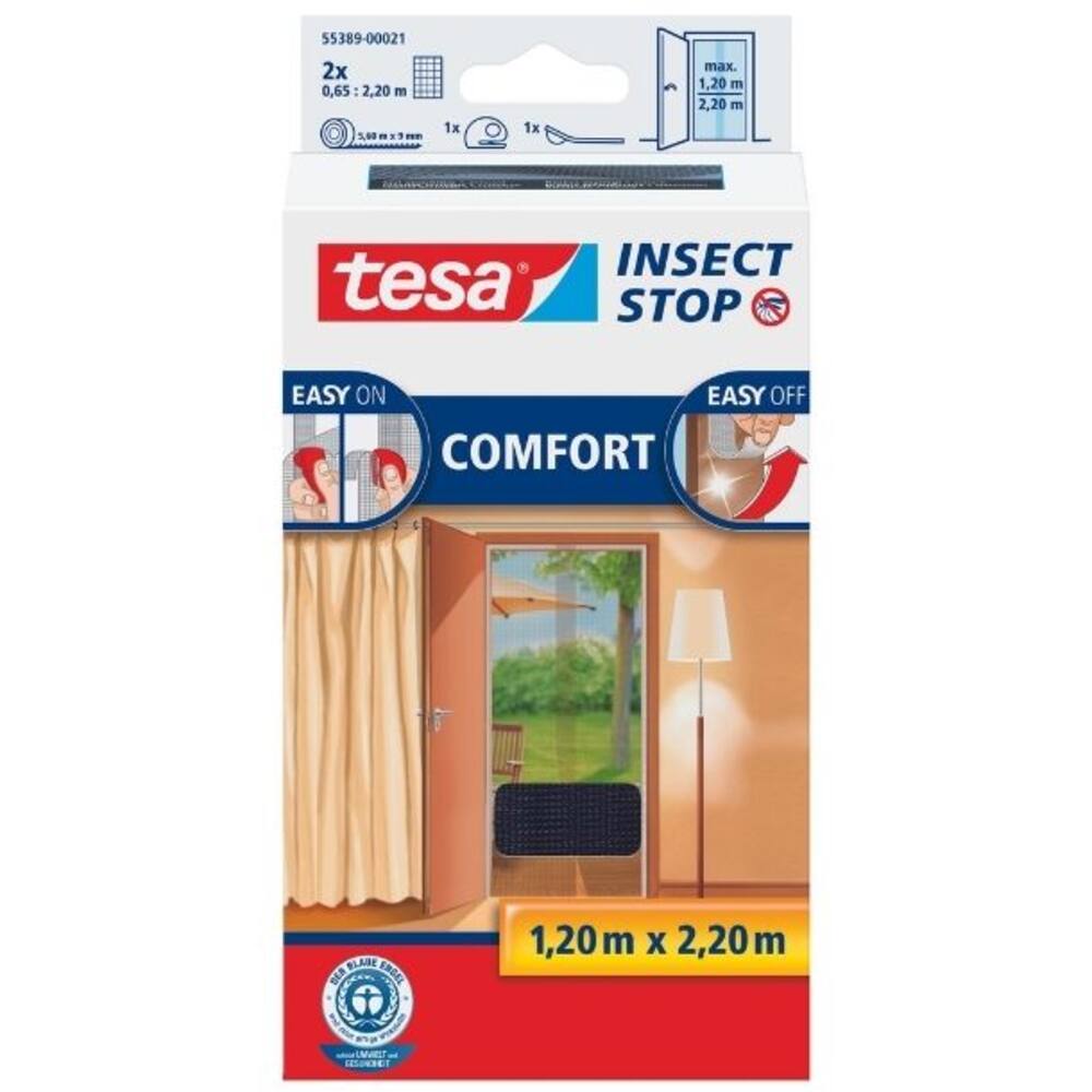 Tesa Comfortvliegenhor Deuren 2 x 65M x 2,2M Zwart