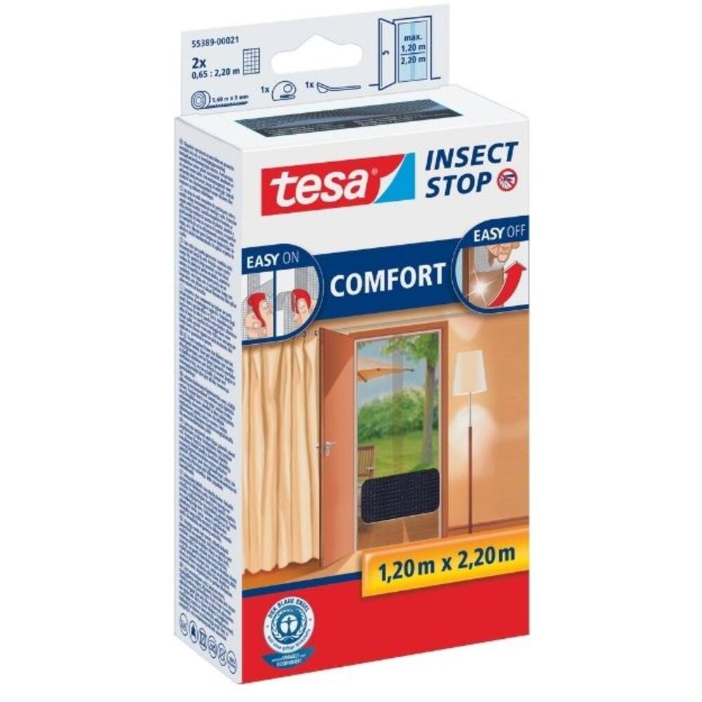 Tesa Comfortvliegenhor Deuren 2 x 65M x 2,2M Zwart