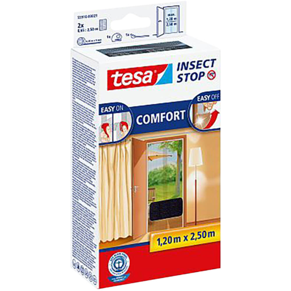 Tesa Comfortvliegenhor Deuren 2 x 0,65M x 2,5M Zwart