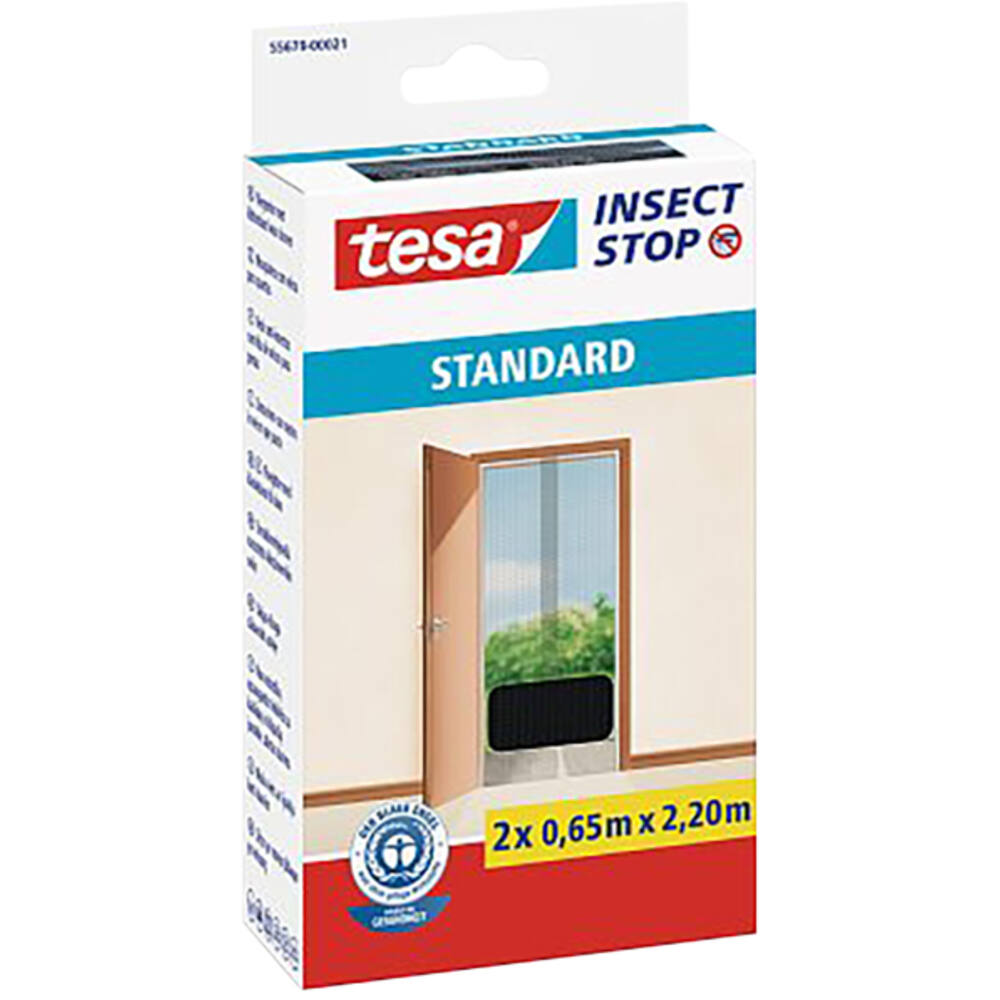 Tesa Standardvliegenhor Deuren 2 x 0,65M x 2,2M Zwart