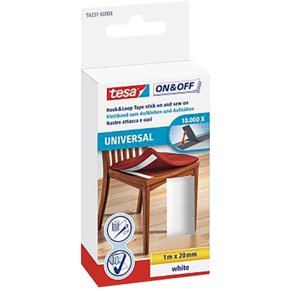 Tesa On&Off Klittenband 1M x 20 mm (Naaien & Kleven) Wit
