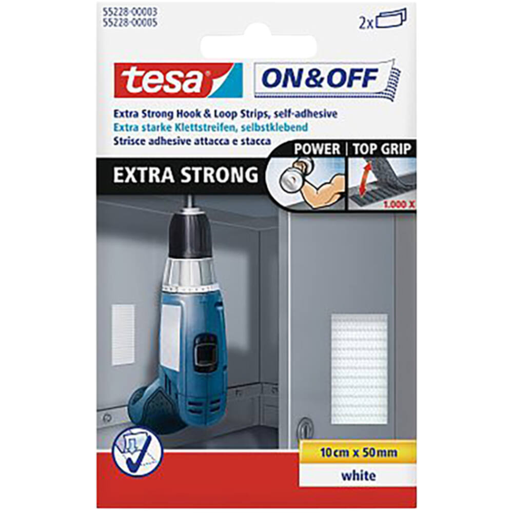 Tesa On&Off Extra Sterk Strips 100 mm x 50 mm Wit