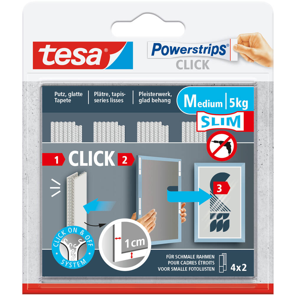 TESA POWERSTRIPS CLICK 4X2 SLIM