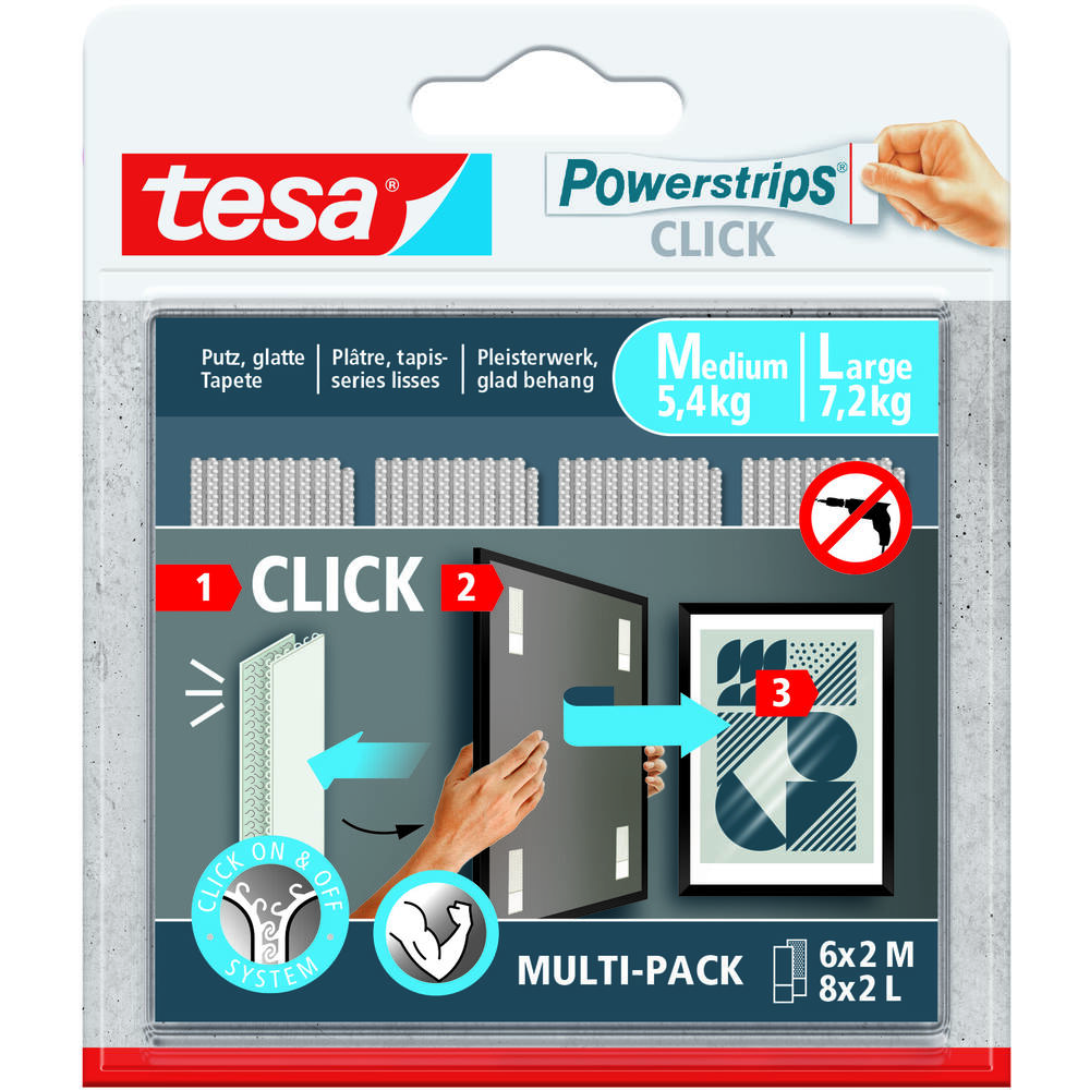 TESA POWERSTRIPS CLICK MULTI M-L