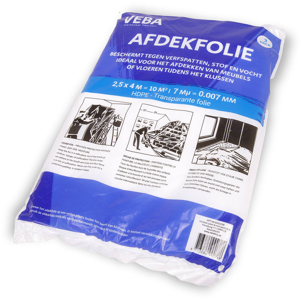 VEBA Afdekfolie 2,5x4 m 3-Pack 7Mu HDPE
