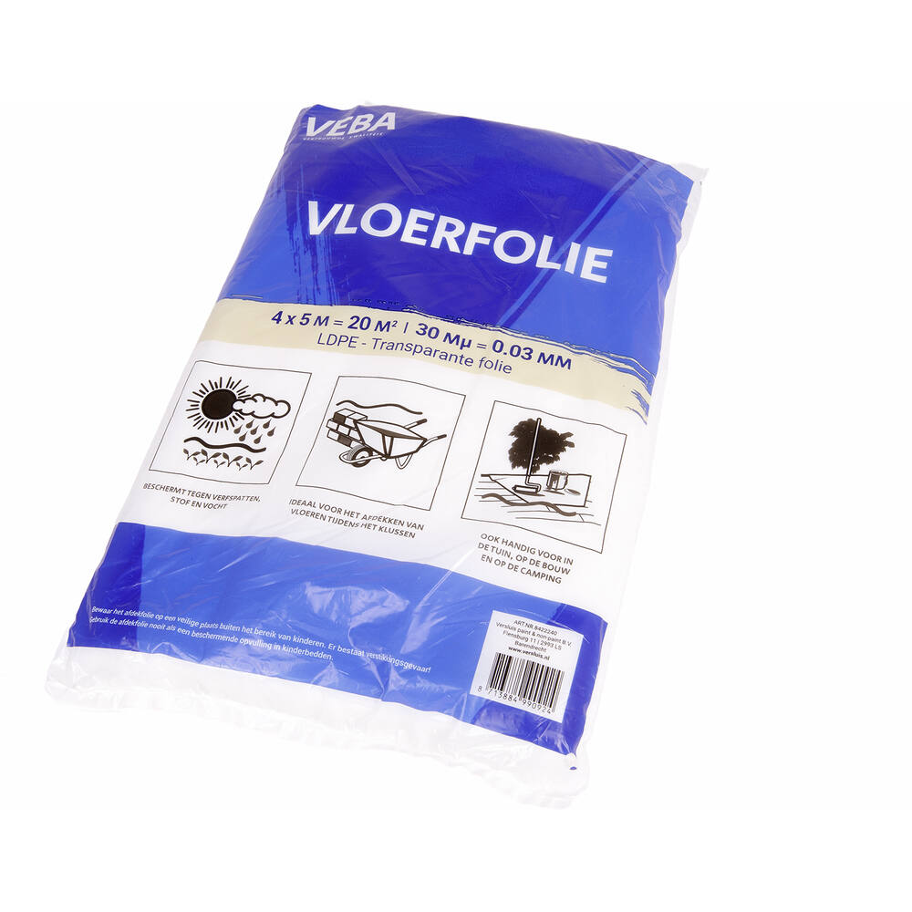 Veba Vloerfolie 4x5 m 1-Pack 30Mu LDPE
