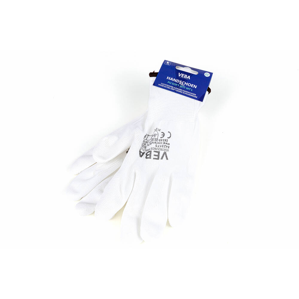 VEBA Handschoen Pu-Soft Wit Mt L
