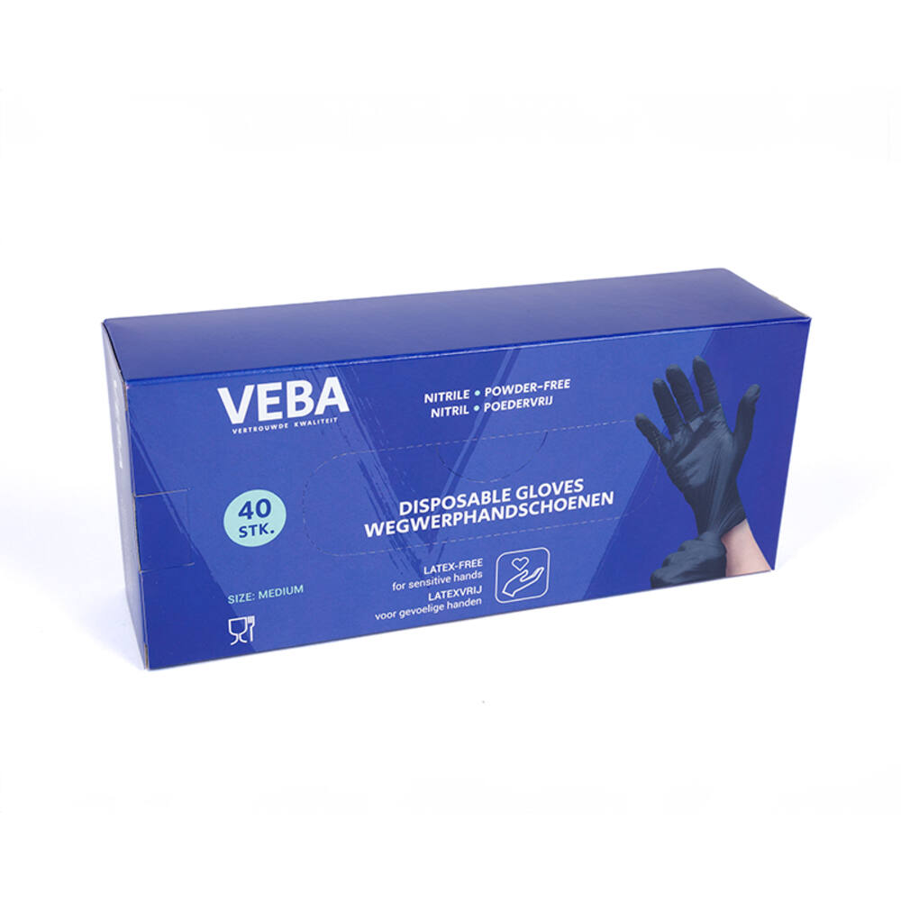 VEBA Handschoen Nitril Poeder& Latexvrij Zwart 40 st M