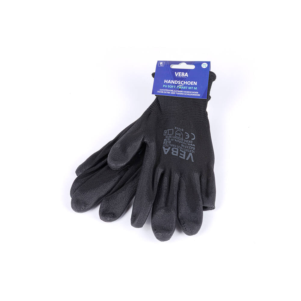 VEBA Handschoen Pu-Soft Zwart Maat M