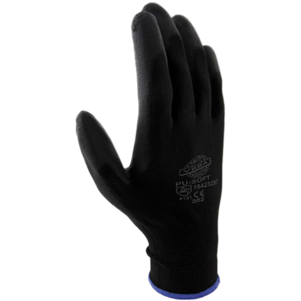 VEBA Handschoen Pu-Soft Zwart Mt L