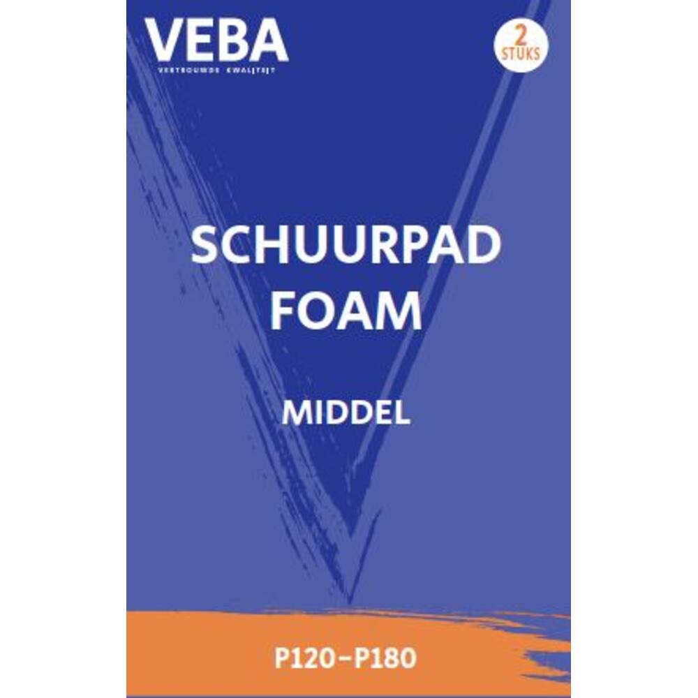 SCHUURPAD FOAM MIDDEL ORANJE 2ST