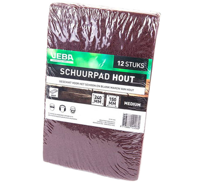 VEBA Schuurpad Hout Middel (Rood) 150x240 mm 12 st