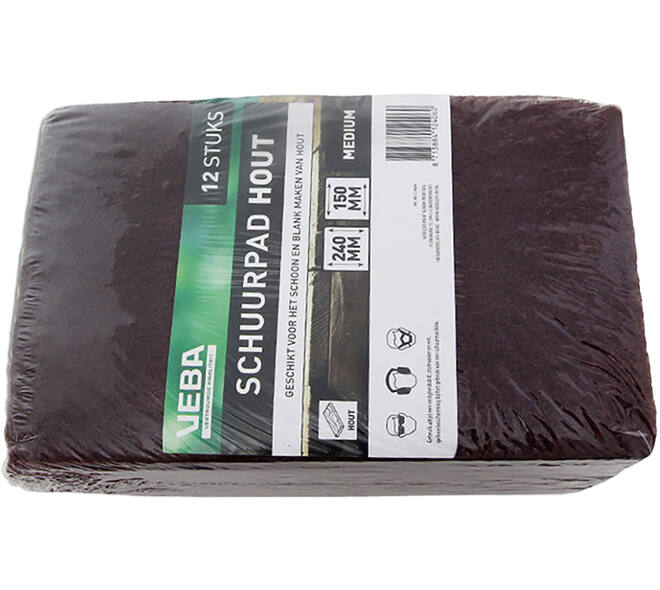 VEBA Schuurpad Hout Middel (Rood) 150x240 mm 12 st