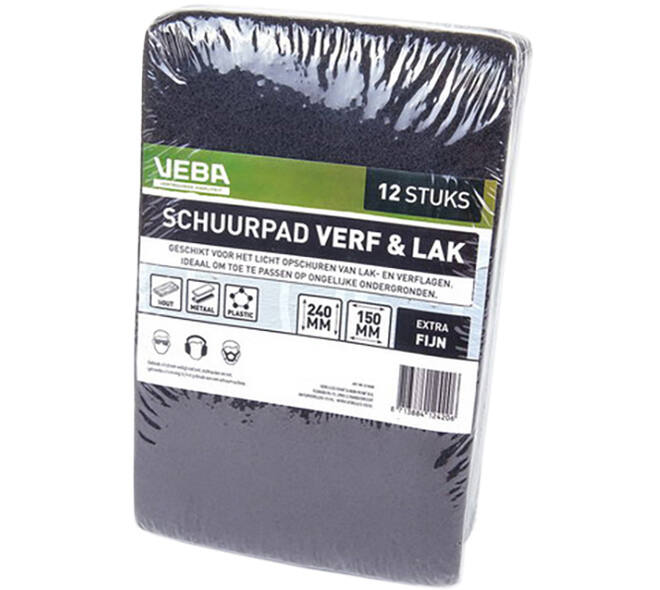 VEBA Schuurpad Verf & Lak Fijn (Grijs) 150x240 mm 12 st