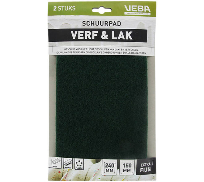 VEBA Schuurpad Verf & Lak Fijn (Groen) 150x240 mm 2 st