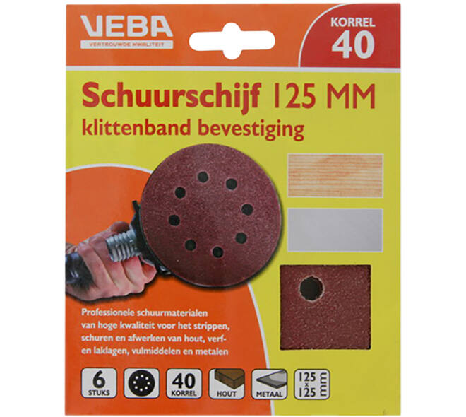 VEBA Schuurschijf Klittenband 125 mm 10 st P40