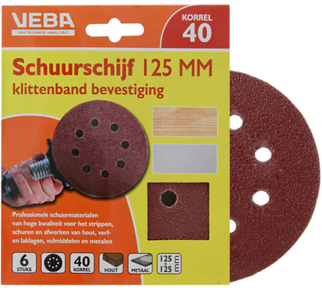 VEBA Schuurschijf Klittenband 125 mm 10 st P40