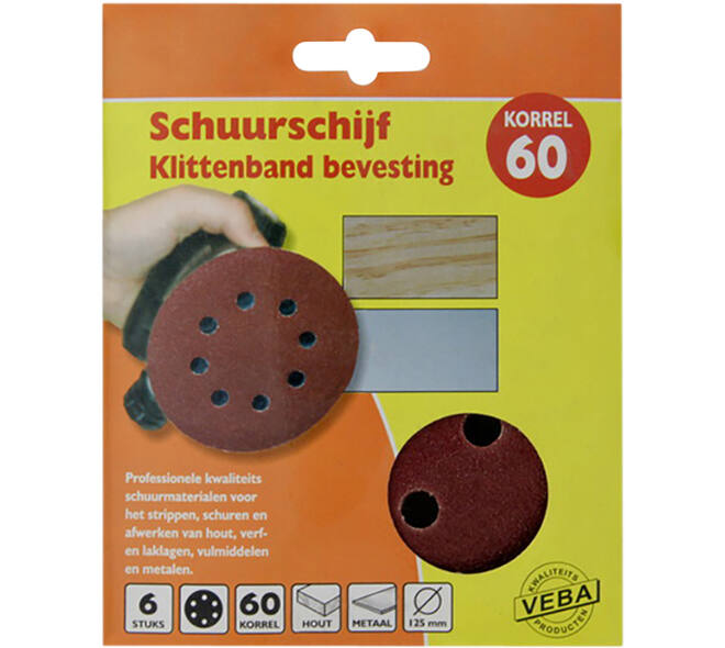 VEBA Schuurschijf Klittenband 125 mm 10 st P60