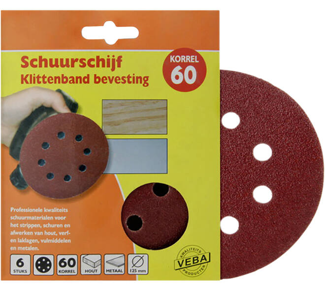 VEBA Schuurschijf Klittenband 125 mm 10 st P60