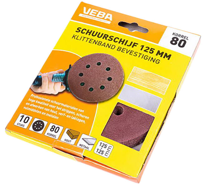 VEBA Schuurschijf Klittenband 125 mm 10 st P80