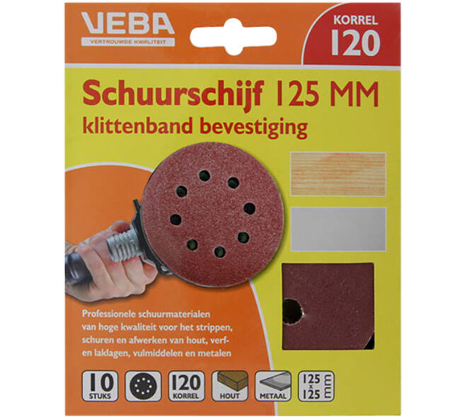 VEBA Schuurschijf Klittenband 125 mm 10 st P120