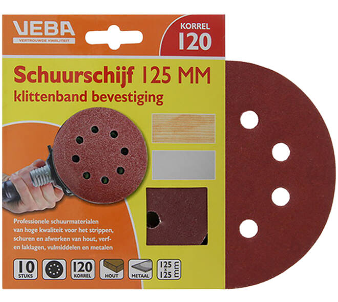 VEBA Schuurschijf Klittenband 125 mm 10 st P120