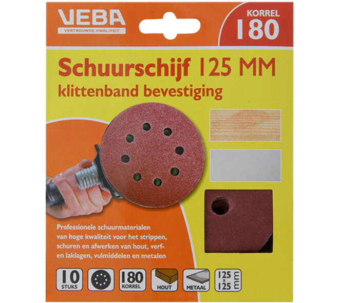 VEBA Schuurschijf Klittenband 125 mm 10 st P180
