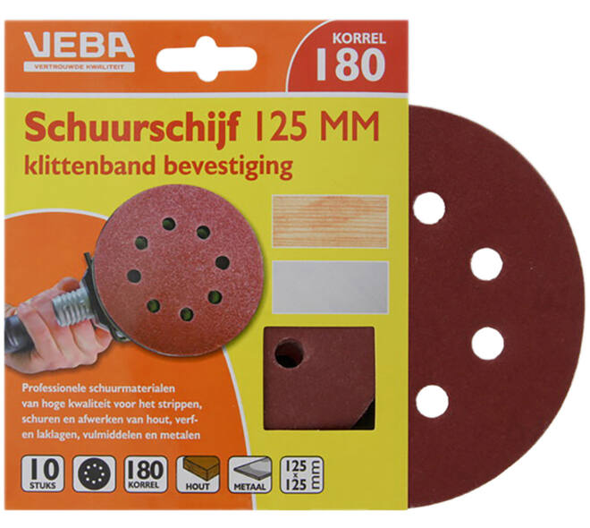 VEBA Schuurschijf Klittenband 125 mm 10 st P180