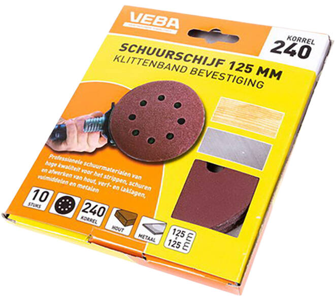 VEBA Schuurschijf Klittenband 125 mm 10 st P240