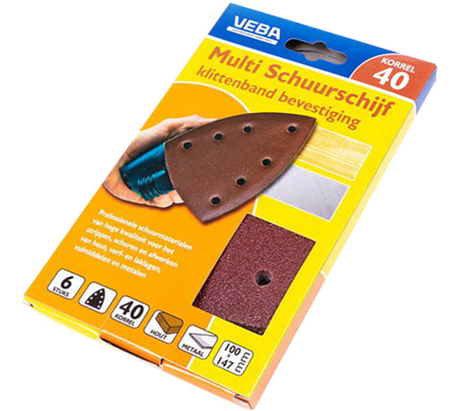 VEBA Multi Schuurschijf Met Klittenband 110x147 mm 7 Gaten 10 st P40