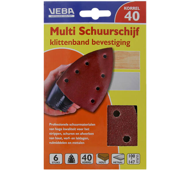 VEBA Multi Schuurschijf Met Klittenband 110x147 mm 7 Gaten 10 st P40