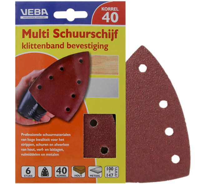 VEBA Multi Schuurschijf Met Klittenband 110x147 mm 7 Gaten 10 st P40