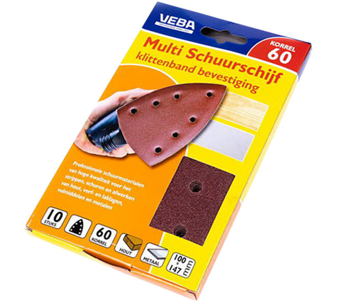VEBA Multi Schuurschijf Met Klittenband 110x147 mm 7 Gaten 10 st P60