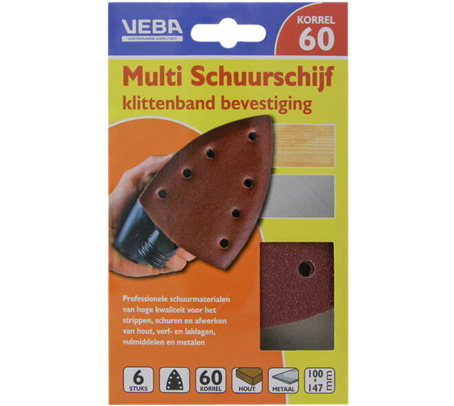 VEBA Multi Schuurschijf Met Klittenband 110x147 mm 7 Gaten 10 st P60