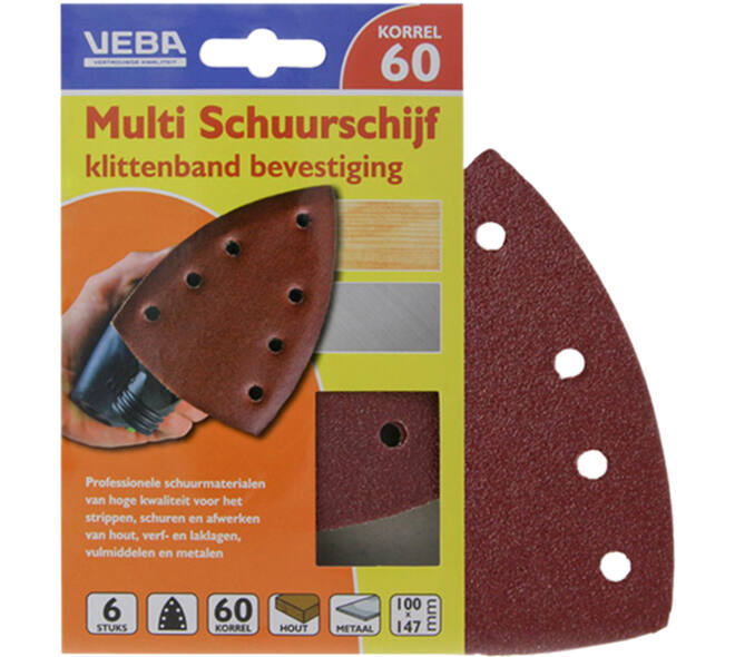 VEBA Multi Schuurschijf Met Klittenband 110x147 mm 7 Gaten 10 st P60