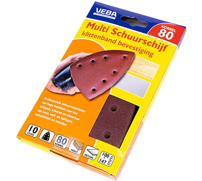 VEBA Multi Schuurschijf Met Klittenband 110x147 mm 7 Gaten 10 st P80