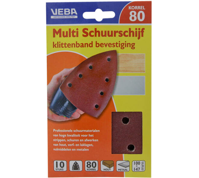 VEBA Multi Schuurschijf Met Klittenband 110x147 mm 7 Gaten 10 st P80