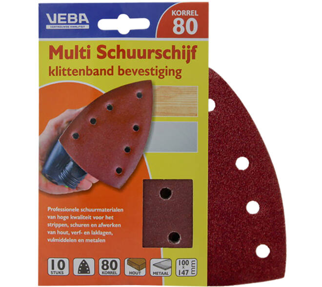 VEBA Multi Schuurschijf Met Klittenband 110x147 mm 7 Gaten 10 st P80