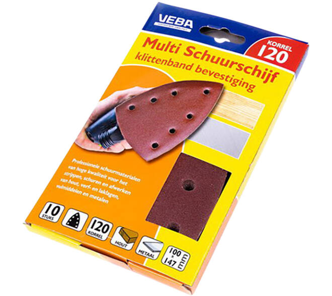 VEBA Multi Schuurschijf Met Klittenband 110x147 mm 7 Gaten 10 st P120