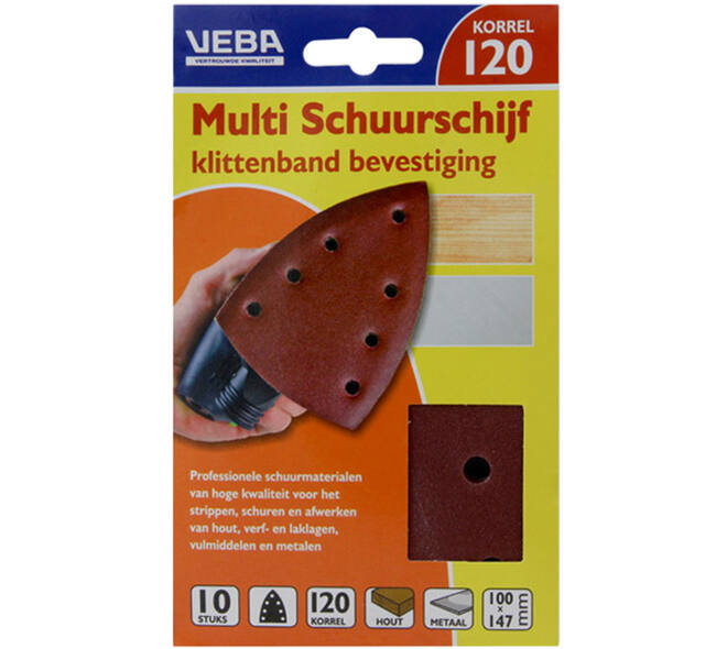 VEBA Multi Schuurschijf Met Klittenband 110x147 mm 7 Gaten 10 st P120