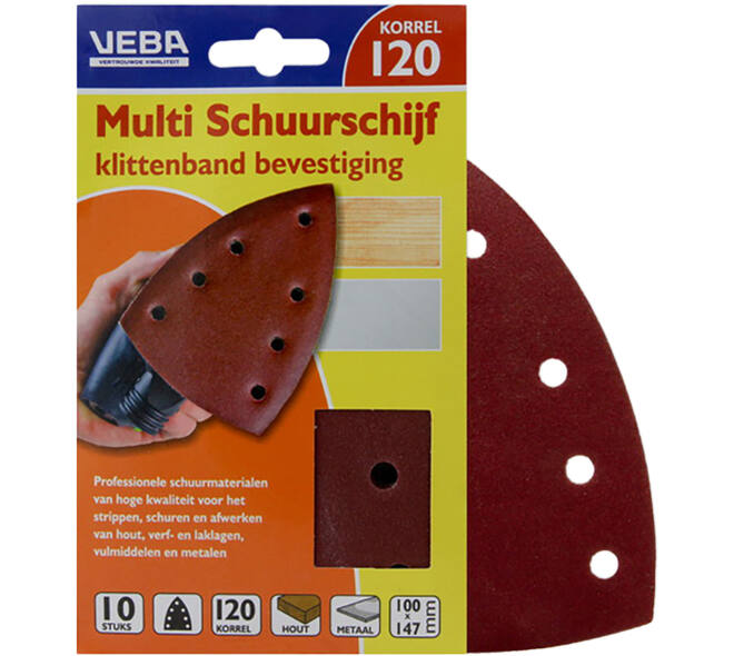VEBA Multi Schuurschijf Met Klittenband 110x147 mm 7 Gaten 10 st P120