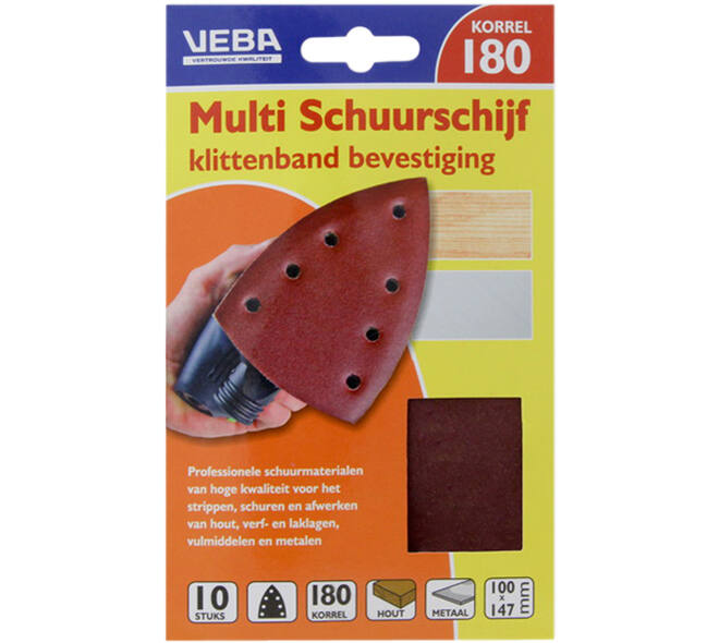 VEBA Multi Schuurschijf Met Klittenband 110x147 mm 7 Gaten 10 st P180
