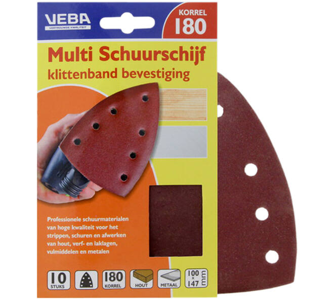 VEBA Multi Schuurschijf Met Klittenband 110x147 mm 7 Gaten 10 st P180
