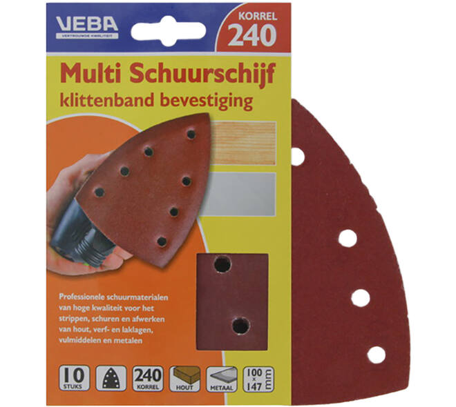 VEBA Multi Schuurschijf Met Klittenband 110x147 mm 7 Gaten 10 st P240