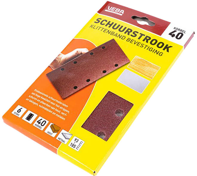 VEBA Schuurstrook Klittenband 93x185 mm 8 Gaten 6 st P40