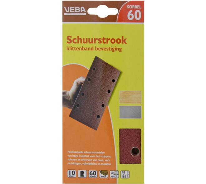 VEBA Schuurstrook Klittenband 93x185 mm 8 Gaten 6 st P60